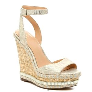 Jennifer Lopez ONDRA Champagne Espadrille Wedge Sandal
